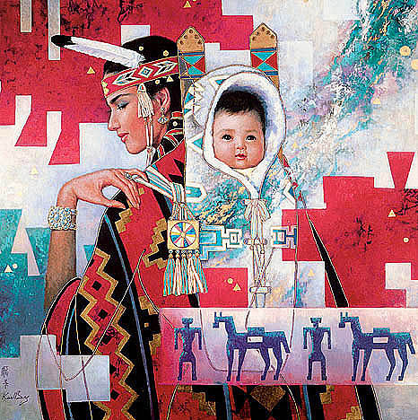 индейка - эскимосы, женский образ, девушка, индейцы, эскимоски, картина, женщина - оригинал