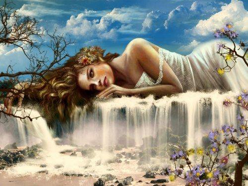 девушка и водопад - оригинал