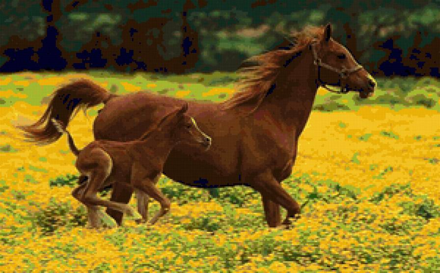 Мама и ребёнок)) - лошадка, лошадь - предпросмотр