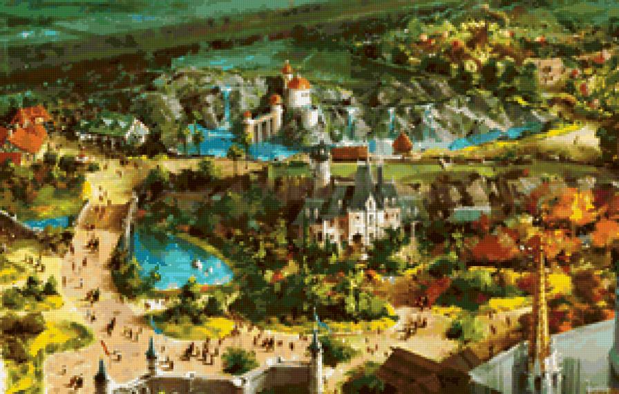 городок - пейзаж, город, цветы, люди, улица - предпросмотр