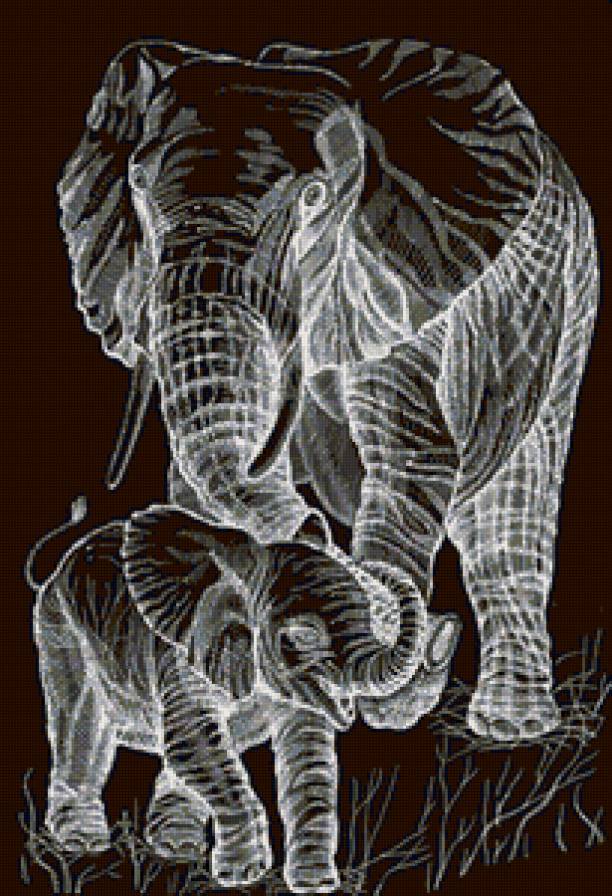слоны - слоны, животные, живопись - предпросмотр