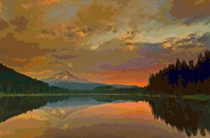 №61389 - озеро, пейзаж, природа, отражение, горы - предпросмотр