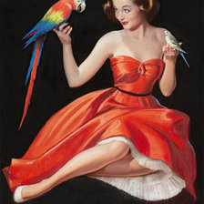 Схема вышивки «дама с птицами»