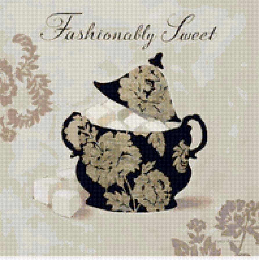 Сахарница - открытка, винтаж - предпросмотр