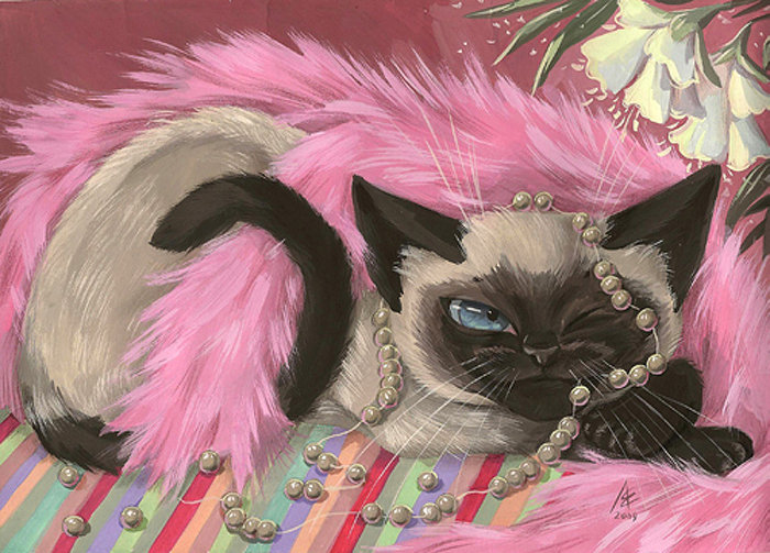 кошечка - гламур, кошки, картина, животные, коты - оригинал