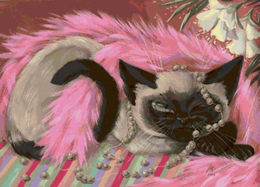 кошечка - картина, гламур, животные, кошки, коты - предпросмотр