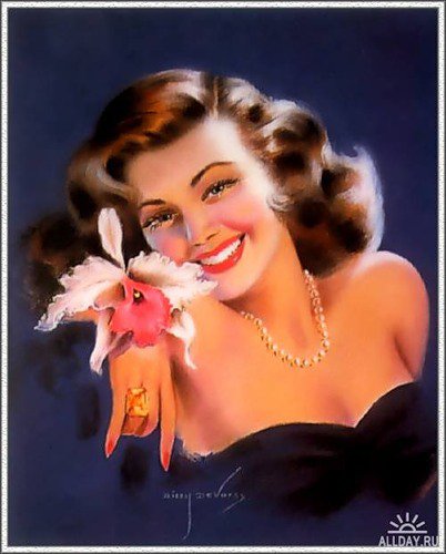 Серия "В американском стиле" - девушка, орхидеи, цветы - оригинал