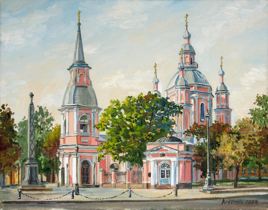 Серия "Пейзажи" - пейзаж, храм, лето, церковь, дорога - оригинал