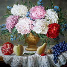 Схема вышивки «Пионы 250*225 60 цветов»