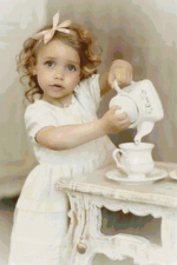 серия "дети" - дети.девочка.чай - предпросмотр