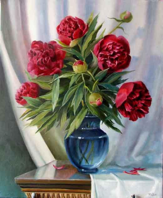 Пионы - букет, цветы, картина, ваза, натюрморт - оригинал