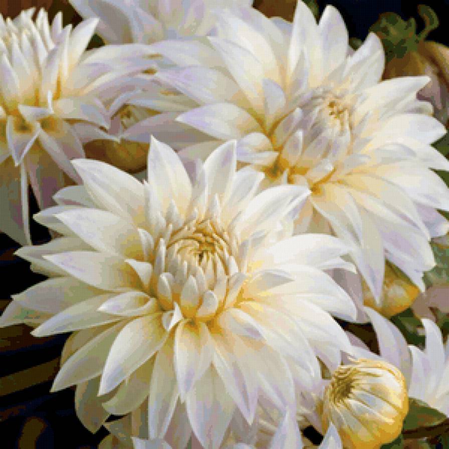 Георгины - цветы, подушка - предпросмотр