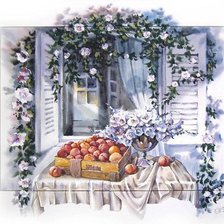 Схема вышивки «Натюрморт с персиками»