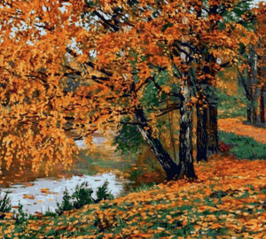 Яркая осень - природа, осень, лес, вода - предпросмотр