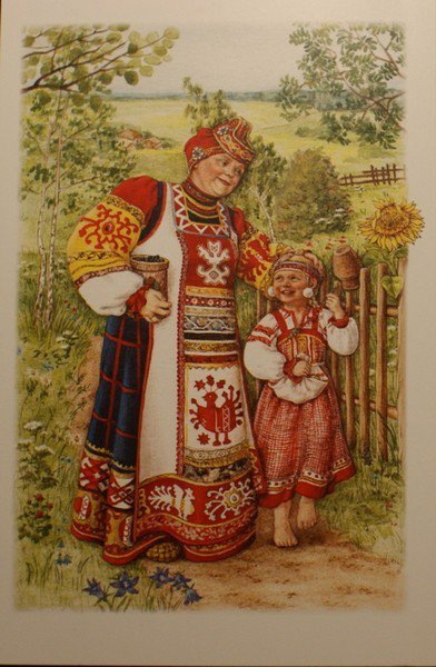 №64971 - девочка, деревня, бабушка, люди, живопись, дети, этнос, пейзаж - оригинал