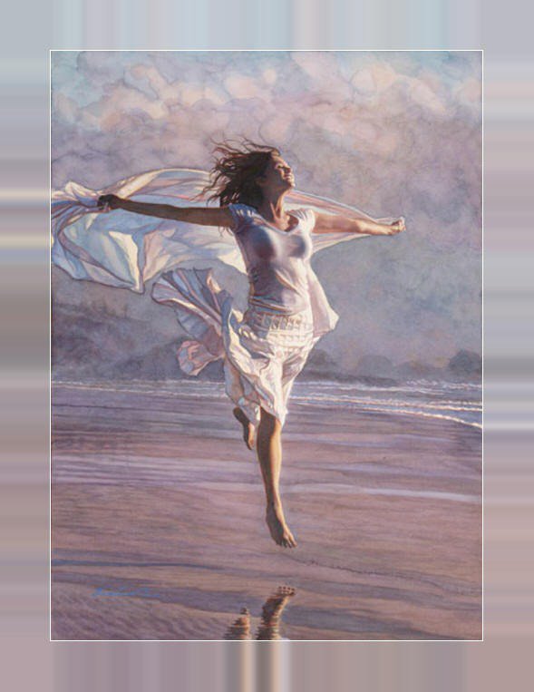 полет - пейзаж, девушка - оригинал