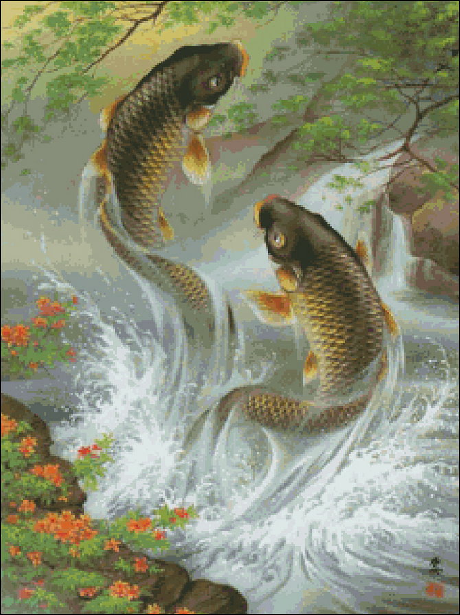 Карпы-прыгуны - вода, пейзаж, рыба, карпы, природа - оригинал