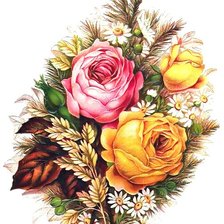 Схема вышивки «Розы и ромашки»