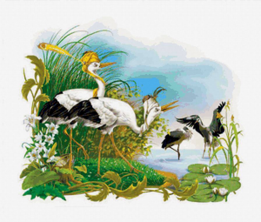 журавли - детям, природа, сказки, картина, сказка, птицы - предпросмотр