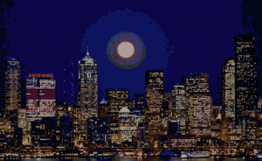 В небе над Сиэтлом - луна, город, небо, сиэтл - предпросмотр