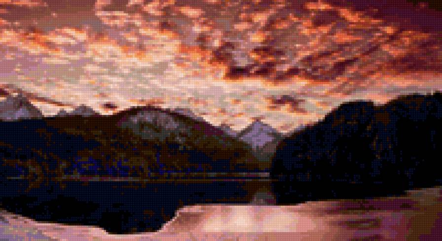 Озеро в Баварии - вода, горы, озеро, закат - предпросмотр