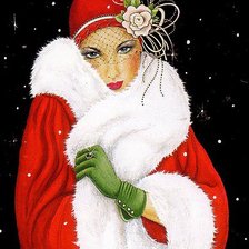 Схема вышивки «дама, женщина, шубка, шляпка, гламур»