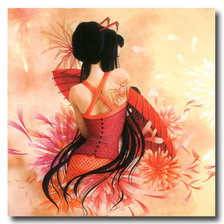 Схема вышивки «девушка с зонтиком»