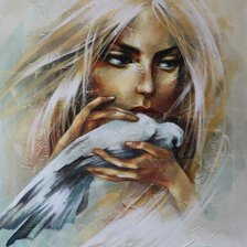 Схема вышивки «девушка с голубем»