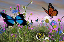 Схема вышивки «бабочки на лугу»