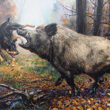 Схема вышивки «охота на кабана №1»