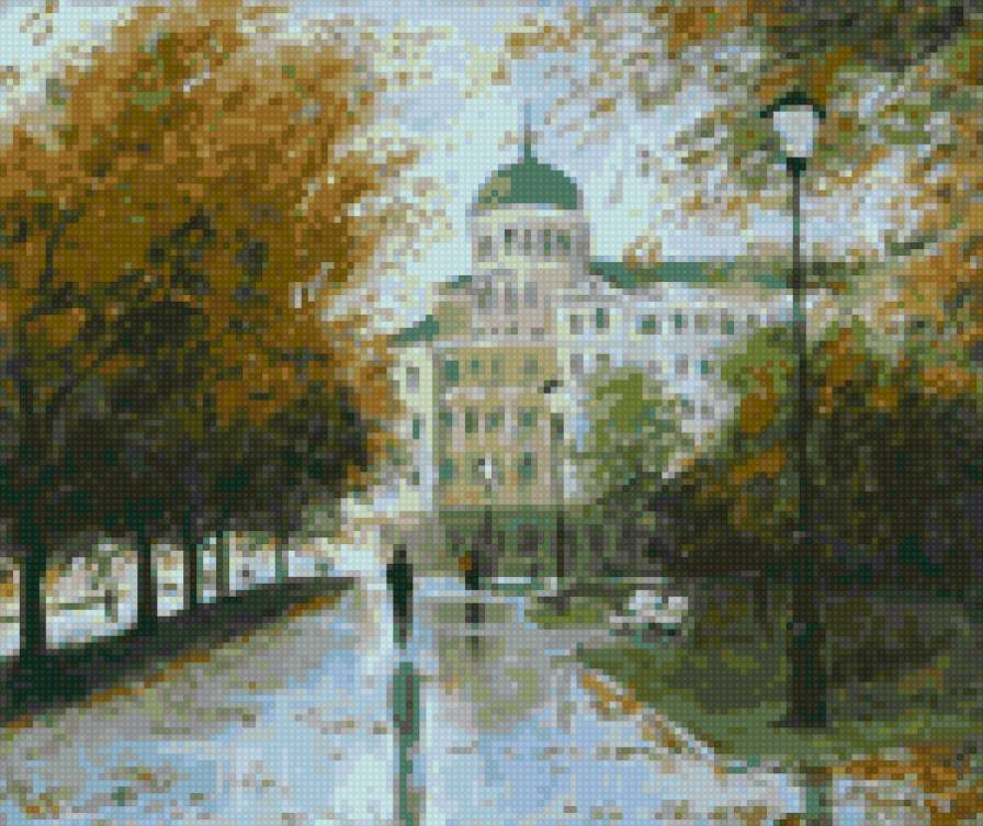 Болотов "Дождь в городе" - картины художников - предпросмотр