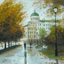 Схема вышивки «Болотов "Дождь в городе"»