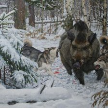 Схема вышивки «охота на кабана №4»