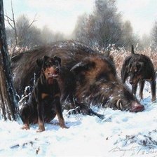 Схема вышивки «охота на кабана №6»