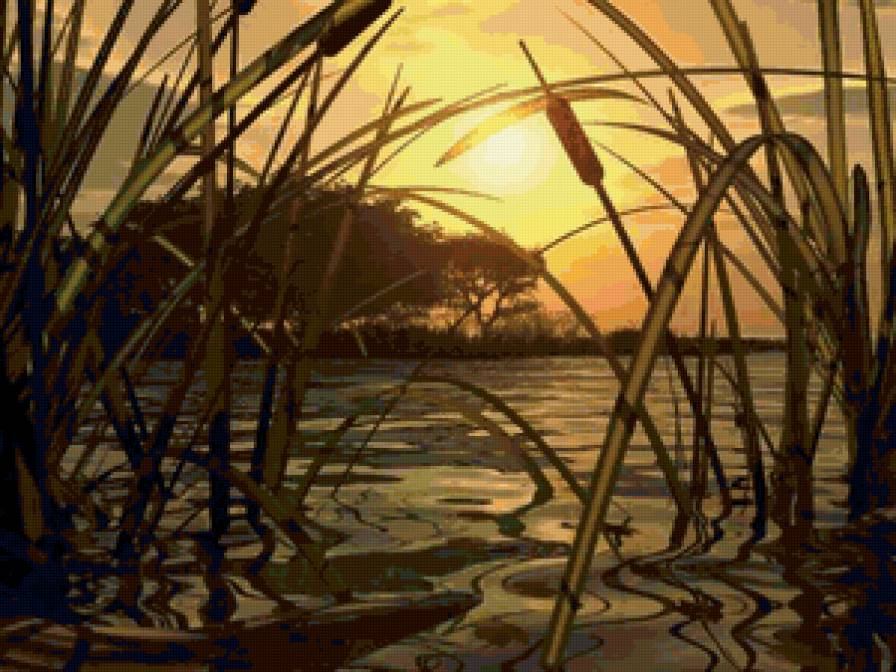 На закате - пейзаж, зарисовки, природа, вода, река - предпросмотр