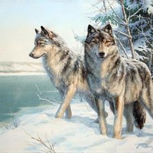 Схема вышивки «волки»