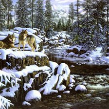 Схема вышивки «волки»