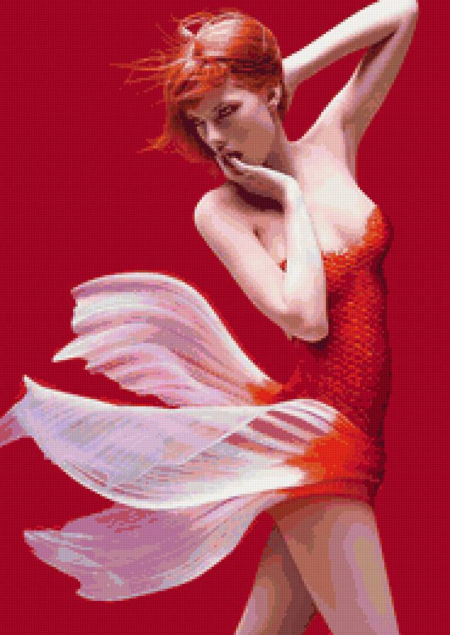 Золотая рыбка - девушка, рыжая, золотая рыбка, рыба - предпросмотр