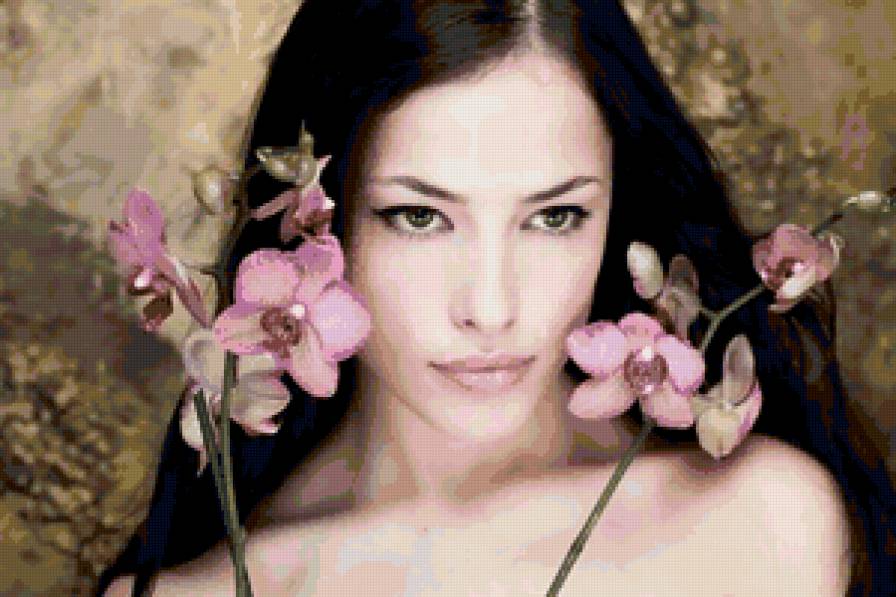 №67678 - девушка, восток, цветы, картина - предпросмотр