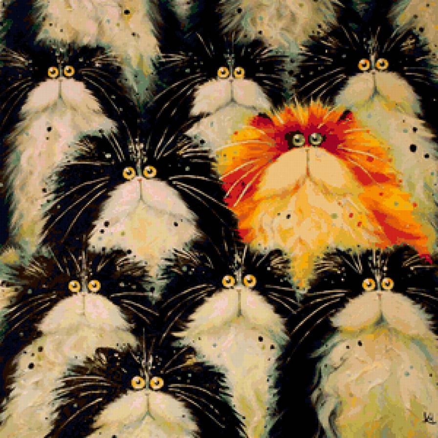 №67729 - подушка, картина, кошки, животные - предпросмотр