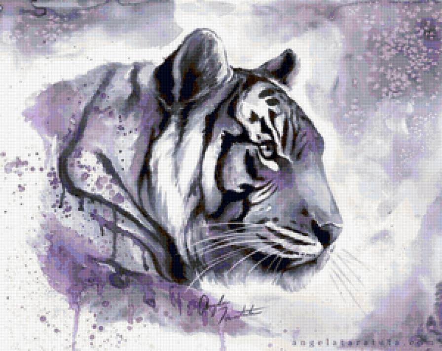 №67785 - тигр, подушка, животные, картина, белый - предпросмотр