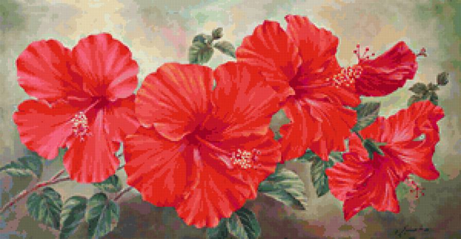 Гибискус - цветы, картина, живопись, гибискус - предпросмотр
