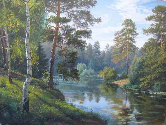 Утро - лес, река, природа, пейзаж - оригинал