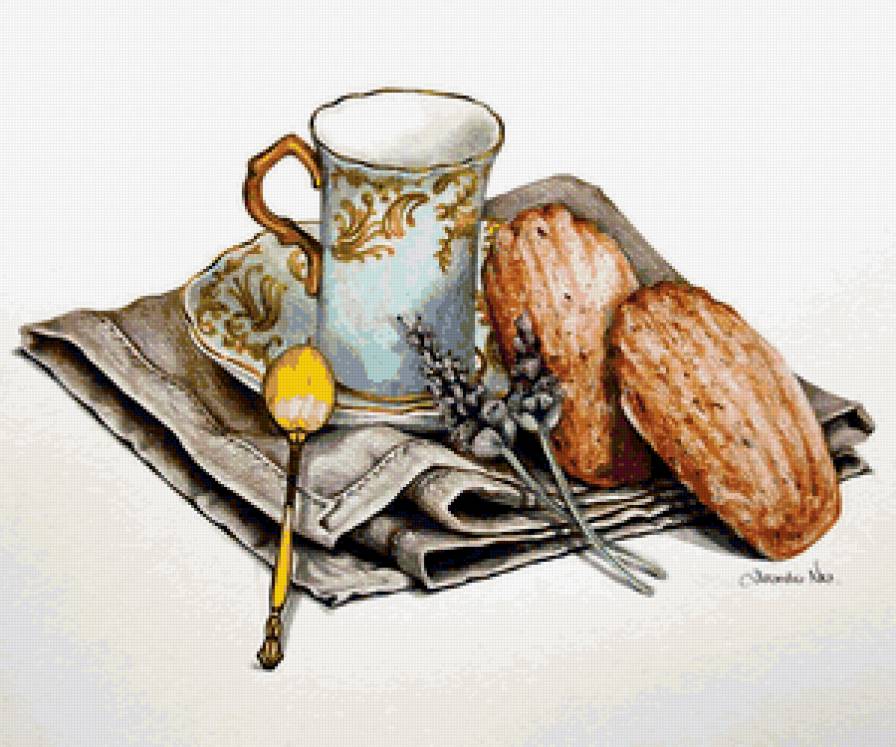 К чаю - картина, к чаю, на кухню, акварель, чашки, живопись - предпросмотр