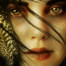 Схема вышивки «девушка с перьями»