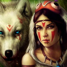 Схема вышивки «девушка с волком»