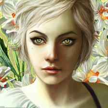 Схема вышивки «девушка с нарциссами»