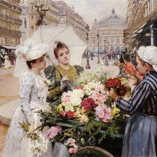 Схема вышивки «продавщица цветов»