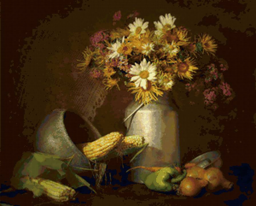 №68970 - овощи, натюрморт, букет, цветы - предпросмотр