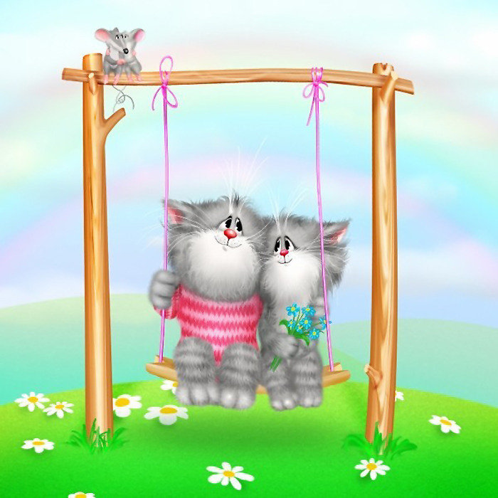 котики - зверята, картина, кошки, надписи, коты, любовь - оригинал